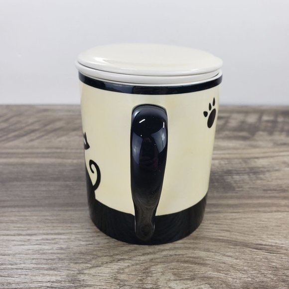 HUES N BREWS Black Siamese Cat Cattitude Tea Cup Infuser Set in Beige & Black - Picture 8 of 13